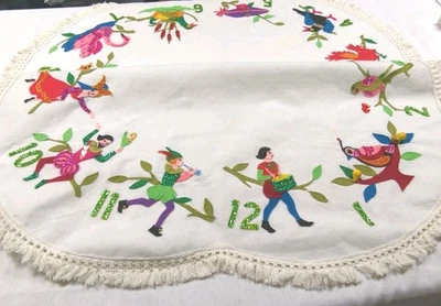 De Colección Fieltro Hecho a Mano 12 Días de Árbol de Navidad Falda Mantel Lentejuelas MCM Flecos Foto 1 de 4