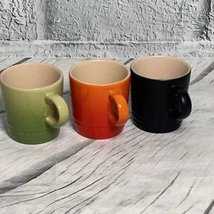 Le Creuset 3.5 Oz. Espresso Mugs  Second Choix Set Of 3 NWT Green Orange Black - Picture 1 of 6
