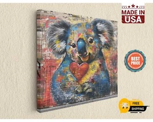 Banksy Koala with Hearts Canvas Print - Street Art Home Decor - Picture 1 of 8