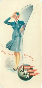 ETIQUETA DE EQUIPAJE AZAFATA SALUDO PINUP AZAFATA AZAFATA de Ana Australian National Airways  - Imagen 1 de 1