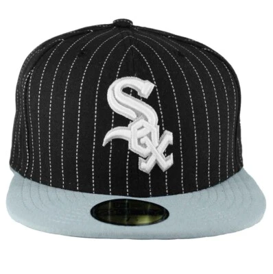 New Era 59FIFTY Chicago White Sox Fitted Cap Black Pinstripe – Mint Visor Hat - Image 1 of 3