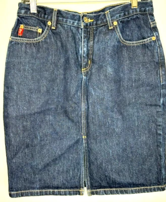 Vintage Guess Skirt Denim Jean Pencil Front Slit High Waist Dark Blue Size 31 - Image 1 of 4