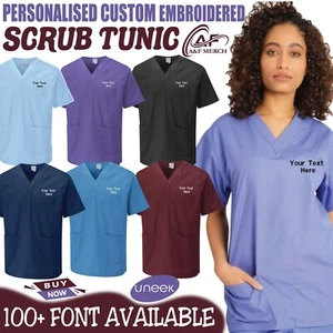 Túnica Exfoliante Unisex Personalizada Bordada Hospital Trabajo Ropa Uniforme - Imagen 1 de 26
