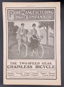 Original 1904 Large Pope Bicycle Advertisement couple on 2 speed bikes - Picture 1 of 1