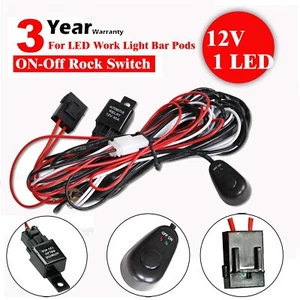 Wiring Harness kit 12V ON/OFF Rock Switch Relay Loom For LED Work Light Bar Pods - Picture 1 of 13