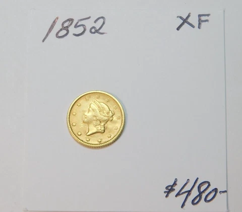 1852 $1.00 U.S. GOLD XF+ EARLY BOLD STRIKE! TYPE I PRE CIVIL WAR!!!!!!!!!!!!!!!! Cover