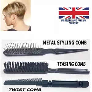 Professional UNTANGLE Twist Teasing Metal Styling Comb Black Metal Smooth New - Picture 1 of 7