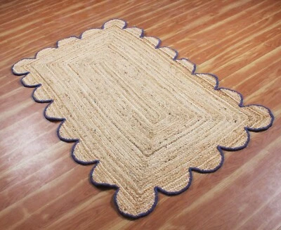 Rug Jute Carpet Handmade Jute Area Decor Rug Braided 100% Natural Modern Living - Image 1 of 4