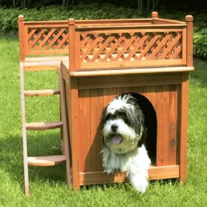 Merry Products Small Wooden Dog House - Cedar Stain - Picture 1 of 11