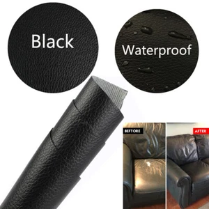 Black Vinyl Faux Leather Fabric Sheet Repair Auto Marine Rv Seat Sofa Furniture - Picture 1 of 13