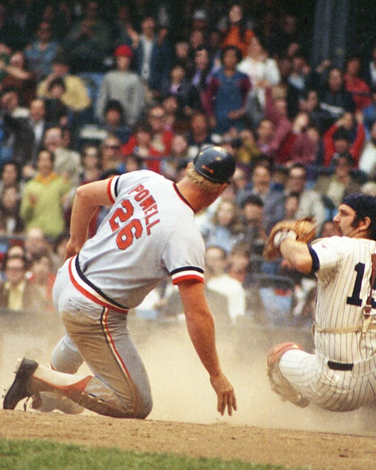Baltimore Orioles JOHN BOOG POWELL vs Thurman Munson 8x10 Photo Print Poster - Image 1 of 1