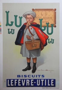 "BISCUITS LEFEVRE-UTILE" Affiche origin. entoil.  Litho d'après Firmin BOUISSET  - Picture 1 of 1