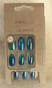 HELIOS NAIL SYSTEMS GEL EFFECT: 24 FAUX NAILS Blue Glossy Glue on - Picture 1 of 2