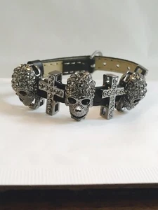 Butler and Wilson Pewter SMALL Skull Cross Bracelet NEW - Picture 1 of 2