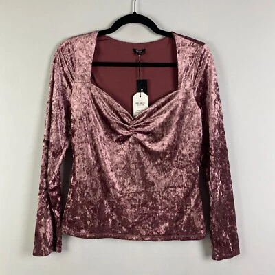 Top Express Body Contour Terciopelo Triturado Escote Corazón Rosa Medio Foto 1 de 4