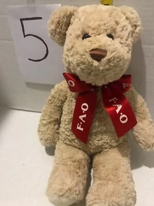 Oso de peluche bronceado negro FAO 16"" arco rojo 2012 Toys R Us Clean Soft - Imagen 1 de 10