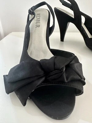 Menbur черный атласные туфли каблуки с бантом размер 4 / 37 новый - Изображение 1 из 4