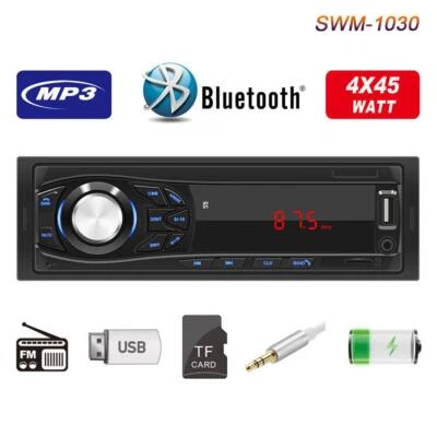 1x High Power Car Stereo Bluetooth In Dash FM SD USB Aux Input MP3 Radio Player - Image 1 of 4