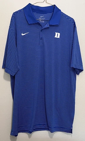 Nike Duke University Mens XL Polo Golf Shirt Blue Devils Dri-fit Short Sleeves Cover