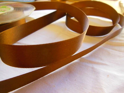 Ruban ancien satin marron 3 métres sur 1,5 cm  double face  A2 - Photo 1/3