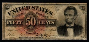 50 Cents 1869-1875 Fourth Issue LINCOLN Fractional Currency!  VERY FINE - Picture 1 of 2