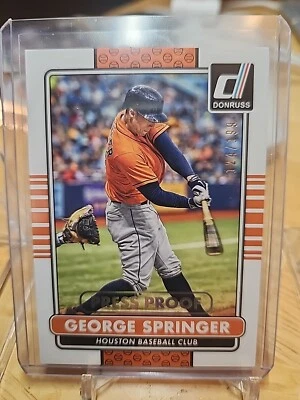 2015 DONRUSS PRESS PROOF SILVER GEORGE SPRINGER #93 124/199 HOUSTON ASTROS - Image 1 of 4