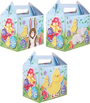 Pack of 12 24 36 Printed Easter Lunch Boxes Party Bag Cake Sweet Gift Egg Hunt - Image 1 of 4