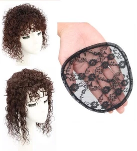 6"x6" Cap 100% Human Hair Wool Roll Curl Hair Topper with Bang for Women 10"~16" - Picture 1 of 9