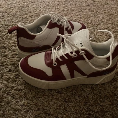 Lacoste Women's L002 EVO Sneaker, White/red, L002-EVO-WHTRD  - Image 1 of 4