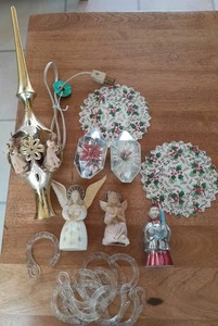 Vintage Christmas Decor,  12"+ Working Tree Topper, Decorative Hooks, Ornaments - Picture 1 of 11