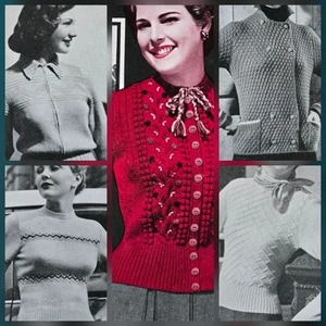 1950s Tyrolean Skinny Rib Fair Isle Blackberry Patons 406 Knitting Pattern - Photo 1/10