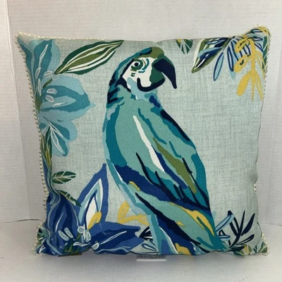 Allen Roth 2 Modern Home Garden Pillows Toucan Parrot Tropical Blue Nautical - Image 1 of 4