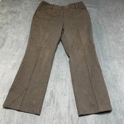 Hillard & Hanson Pants Womens 10 32x30 Gray Pinstripe Stretch Mid Rise Straight - Image 1 of 4