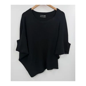 Anthropologie Sweater Womens Black Ribbed Poncho Batwing Dolman Knit Size Small - Picture 1 of 7