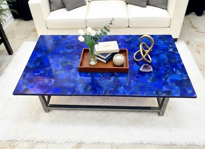 Lapis Lazuli Dining Center Table Top – Natural Blue Gemstone Table – Luxury Deco - Image 1 of 4