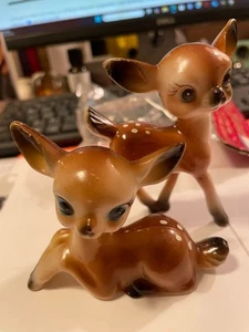 2 Vintage Hartplastik Hirsch Rentier Bambi Rehkitz Deko 60er Jahre WEIHNACHTEN - Bild 1 von 5
