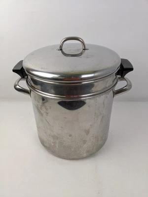 VINTAGE REVERE WARE LARGE 12 QT STOCK POT W/ STEAMER STRAINER 88-A - Image 1 of 4