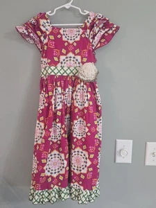 Mustard Pie Girls' Ruffled Sleeve Tiered Floral Dress Size 8 - Picture 1 of 3