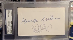 HOF Ichiro Suzuki & HOF George Sisler Autographed Signed 3x5 Index Card PSA/DNA - Picture 1 of 3