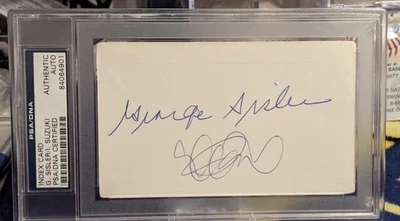 HOF Ichiro Suzuki & HOF George Sisler Autographed Signed 3x5 Index Card PSA/DNA - Image 1 of 3
