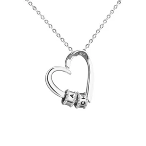 Personalized Name Necklace Love Heart Beads Charm Pendant Jewelry Gift For Her - Picture 1 of 10
