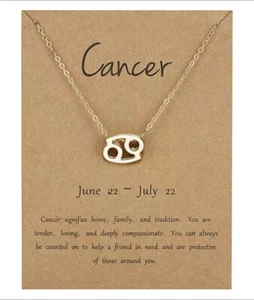 Gold Stainless Steel Zodiac Sign Astrology Necklace New Girl Jewelry - Picture 1 of 1