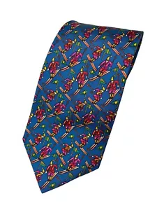 Burberry Burberrys Vintage Silk Tie made in england ski pattern vintage - Picture 1 of 6