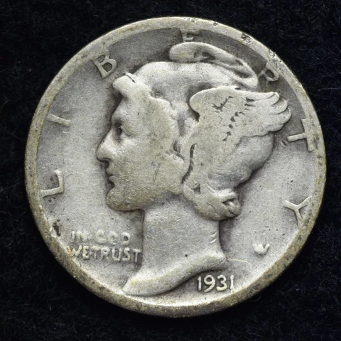 1931-D Mercury Silver Dime GOOD / VG FREE SHIPPING Cover
