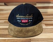 Vintage 90s Levis Snapback Hat Dad Embroidered Black / Brown Adjustable Cap 