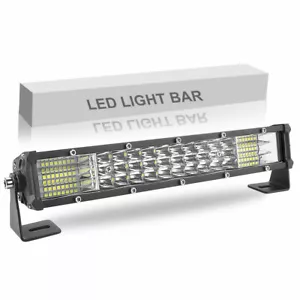 Tri-Row 10" LED Work Light Bar Offroad Driving Fog Lamp Flood Spot Combo SUV UTV - Picture 1 of 12
