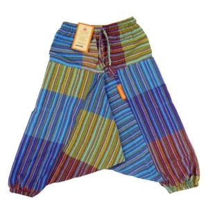 Simandra Children Patchwork Trousers Colorful Harem Pants with Elastic From 100% - Picture 1 of 7
