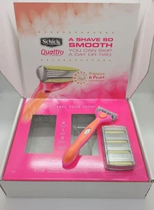 Schick Quattro Papaya Pearl For Women Razor 5 Refills 1 Handle - Picture 1 of 3
