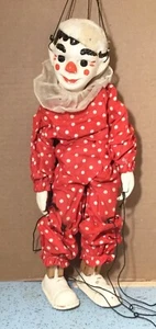 VTG EFFANBEE 14" CLIPPO THE CLOWN MARIONETTE w/RARE CLOTH BODY TAG AS-IS CRAZING - Picture 1 of 24