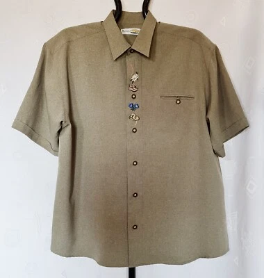 Camicia Vintage Autentica Anna Tyrol Oktoberfest Dirndl Verde Uomo S:16 1/2/42 - Immagine 1 di 4